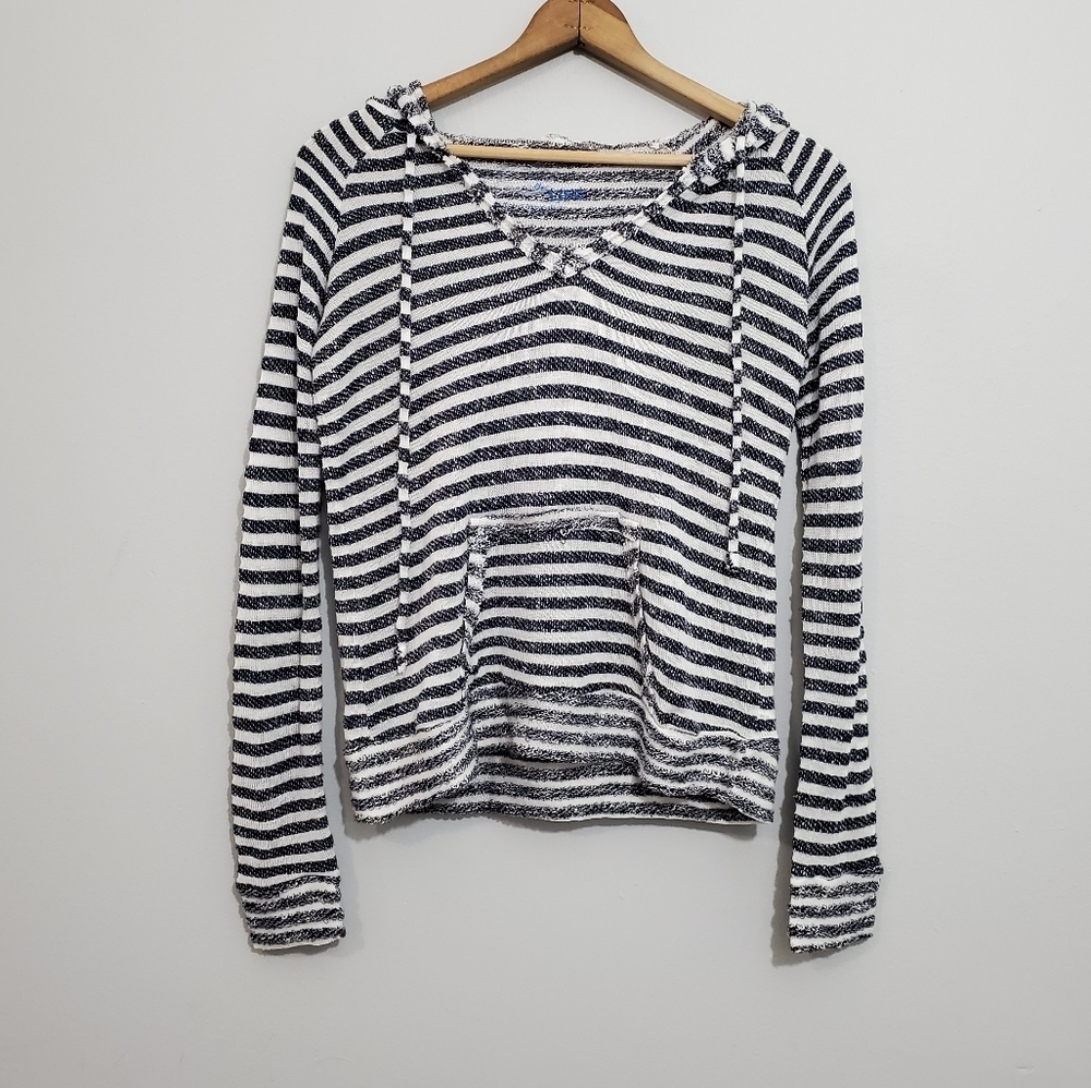 Blue Life Planet Blue Navy/White Striped Pullover Hoodie